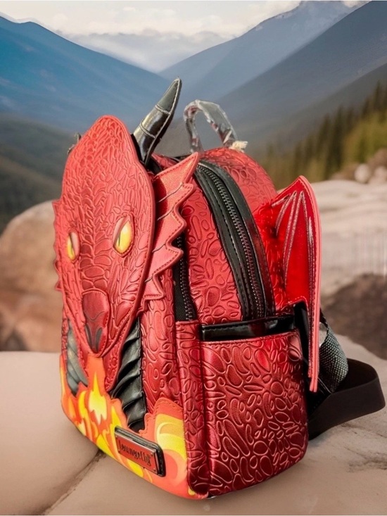 NEW Loungefly Shiny Metallic Red DRAGON Backpack Books-A-Million BAM Exclusive main image 4